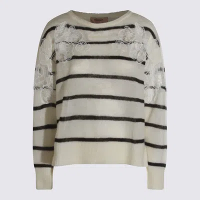 Twinset White And Black Knitwear In Neutral