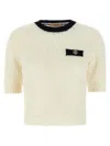 Shop Twinset White Black Cropped Top