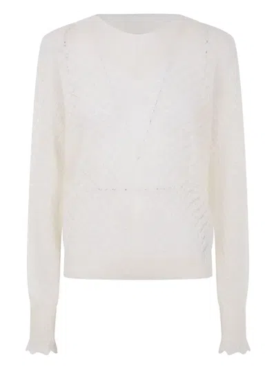 Twinset Twin-set White Cashmere Blend Sweaters In Animal Print