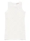 Twinset White Dress With Knitted Design And All-over Floral Embroidery In Cotton Woman In White