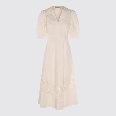 Twinset White Cotton Midi Dress