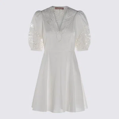 Twinset White Cotton Mini Dress In Weiss