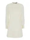 Twinset White Dress With Logo Plaque On The Back And Openwork Detail On The Cuffs In White
