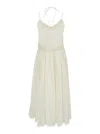 Twinset White Dress With V Neck And All-over Lace Embroidery In Cotton Woman