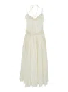 Twinset White Dress With V Neck And All-over Lace Embroidery In Cotton Woman