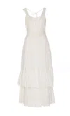 TWINSET WHITE EMBRIOIDERED LONG DRESS IN COTTON WOMAN
