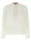 Twinset Twin-set Textured Georgette Blouse With High Neckline In White