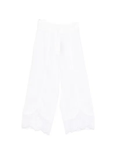 Twinset Twin-set Optical White Cotton Trousers