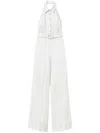 Twinset Twin-set White Wide-leg Jumpsuit With Halter Neck And Belted Waist In White
