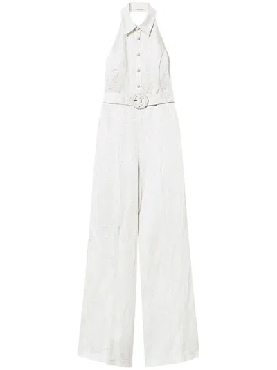 TWINSET WHITE LINEN BLENDED JUMPSUIT