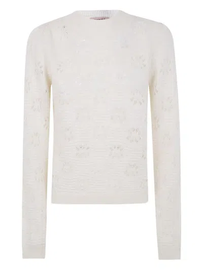 TWINSET WHITE OPEN-KNIT SWEATER TWINSET