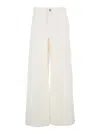 Twinset White Pants With Belt Loops In Ribbed Velvet Woman In White