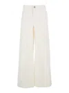 Twinset White Pants With Belt Loops In Ribbed Velvet Woman In White