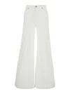 Twinset White Pants With Wide Leg And Logo Patch On The Rear In Cotton Woman In White
