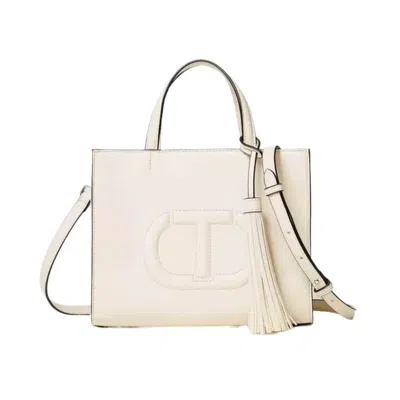 Twinset White Parchment Small Tote Bag