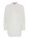 Twinset White Shirt With All-over Lace Embroidery In Cotton Woman