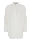Twinset White Shirt With All-over Lace Embroidery In Cotton Woman In White