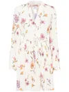 Twinset Twin-set Neutrals Floral Print Mini Dress In Multicolour