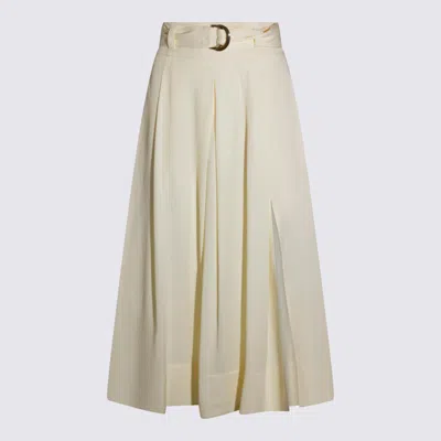 Twinset Buckle-belt Pleated Midi Skirt In White