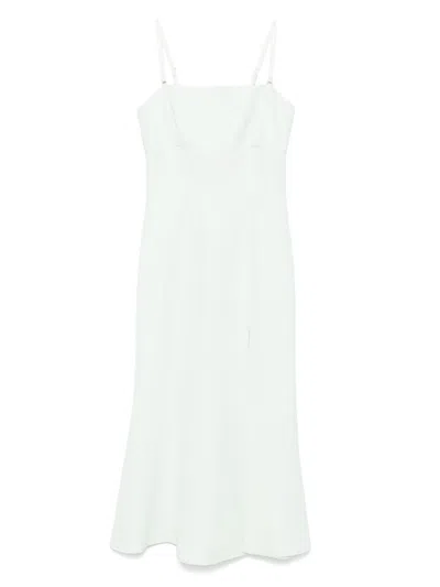 TWINSET WHITE SQUARE NECK MIDI DRESS