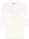 Twinset Twin-set Fitted White Sweater With Scalloped Neckline In White