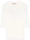 Twinset Twin-set Fitted White Sweater With Scalloped Neckline
