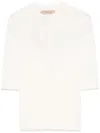Twinset Twin-set Fitted White Sweater With Scalloped Neckline