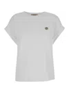TWINSET WHITE T-SHIRT WITH LOGO PLACQUE IN COTTON WOMAN TWINSET