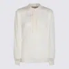 Twinset Textured Georgette Blouse With High Neckline In White