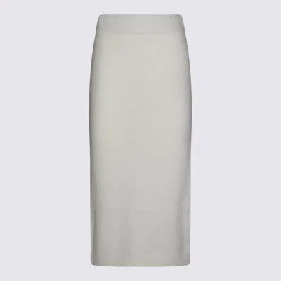 Twinset White Viscose Midi Skirt In Silver