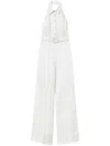 Twinset Twin-set White Wide-leg Jumpsuit With Halter Neck And Belted Waist