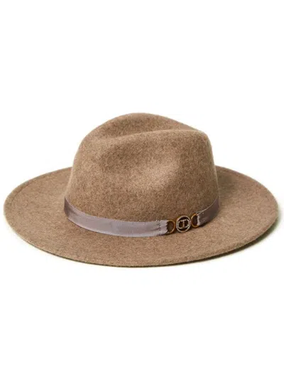 Twinset Wide Brim Beige Wool Hat In Brown