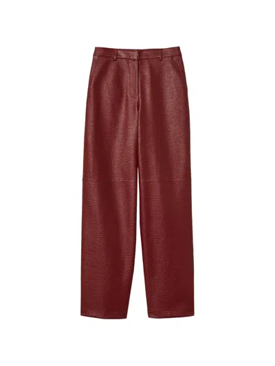 Twinset Wide Faux Leather Trousers In Red