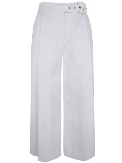 Twinset Wide Leg Belted Trousers In White