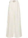 Twinset Belted Wide-leg Trousers In White