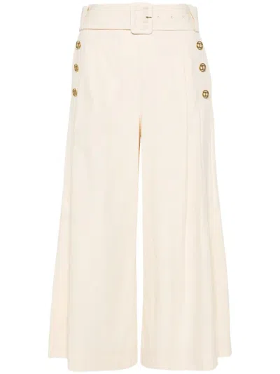 Twinset Wide-leg Cropped Trousers In Neutrals