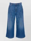 Twinset Wide Leg Jeans Contrast Stitching In Blue