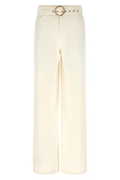 Twinset Belted Wide-leg Jeans In White