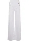 Twinset Wide Leg Trousers In White Denim In Snow