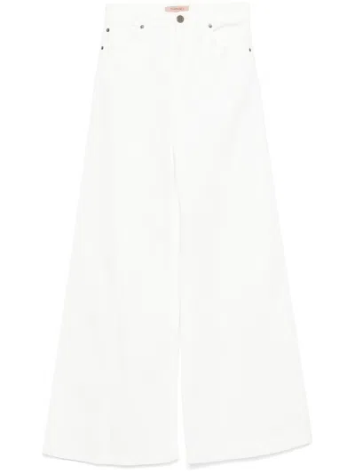 Twinset Twin-set Mid-rise Wide-leg Jeans In White