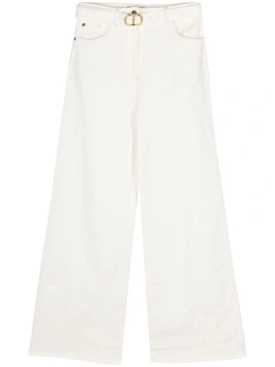 Twinset Belted Wide-leg Jeans In White