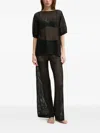 Twinset Wide-leg Mesh Beach Trousers In Black