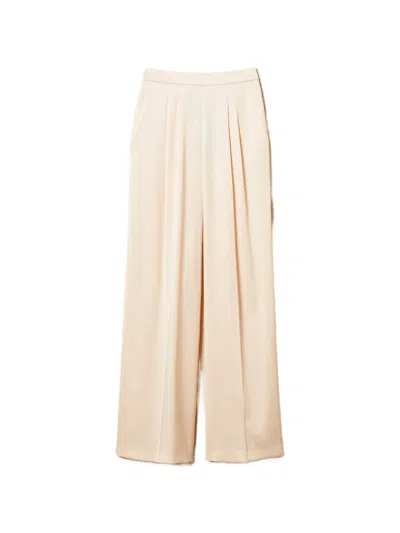 Twinset Wide-leg Satin Trousers In Neutral