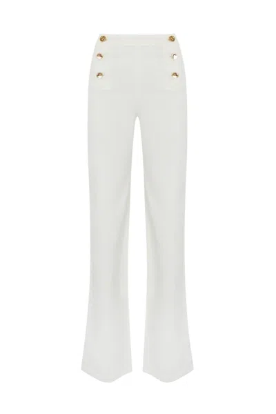 Twinset Wide Leg Trousers In White Denim In Neve