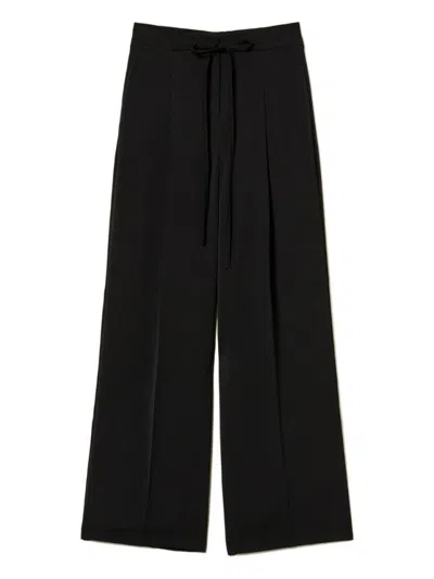 Twinset Wide-leg Trousers With High Waist In Black