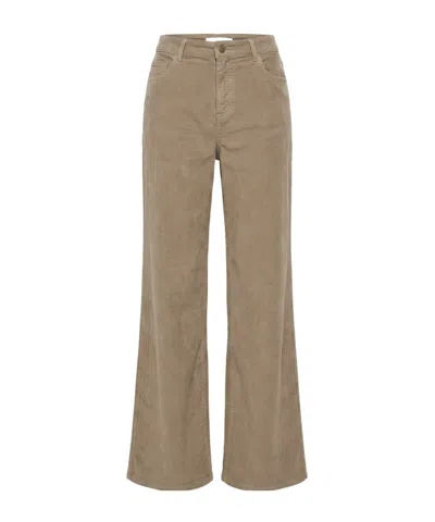 Twinset Wide-leg Corduroy Casual Trousers In Brown