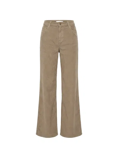 Twinset Wide-leg Corduroy Casual Trousers In Brown