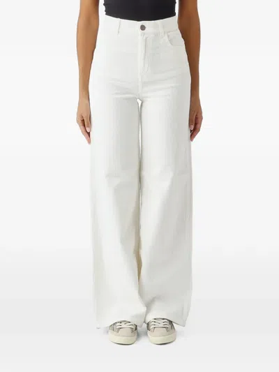 Twinset Wide-leg Corduroy Trousers In White