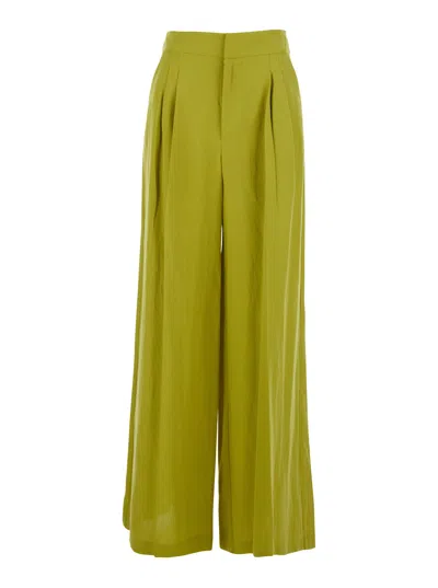 Twinset Wide-leg Lyocell Blend Trousers In Green