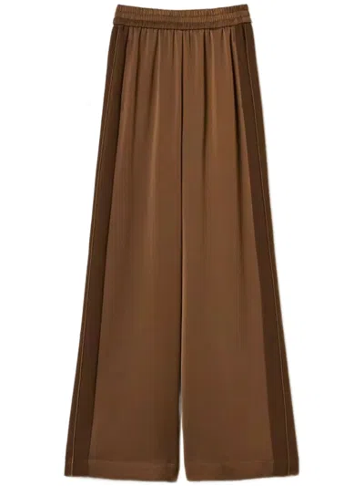 Twinset Wide-leg Pants With Contrast Stripe And Relaxed Fit In Brown